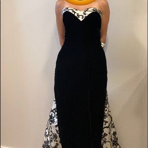 Vintage Gunne Sax Jessica McClintock Black Velvet Floral Formal Dress, Size 9/10